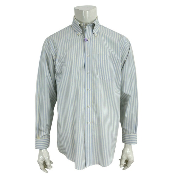 Brooks Brothers Blue Striped Dress Shirt Men 16-34 - Picture 3 of 8